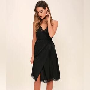 Somedays Lovin' Canyon Black Lace Midi Wrap Dress Size S
